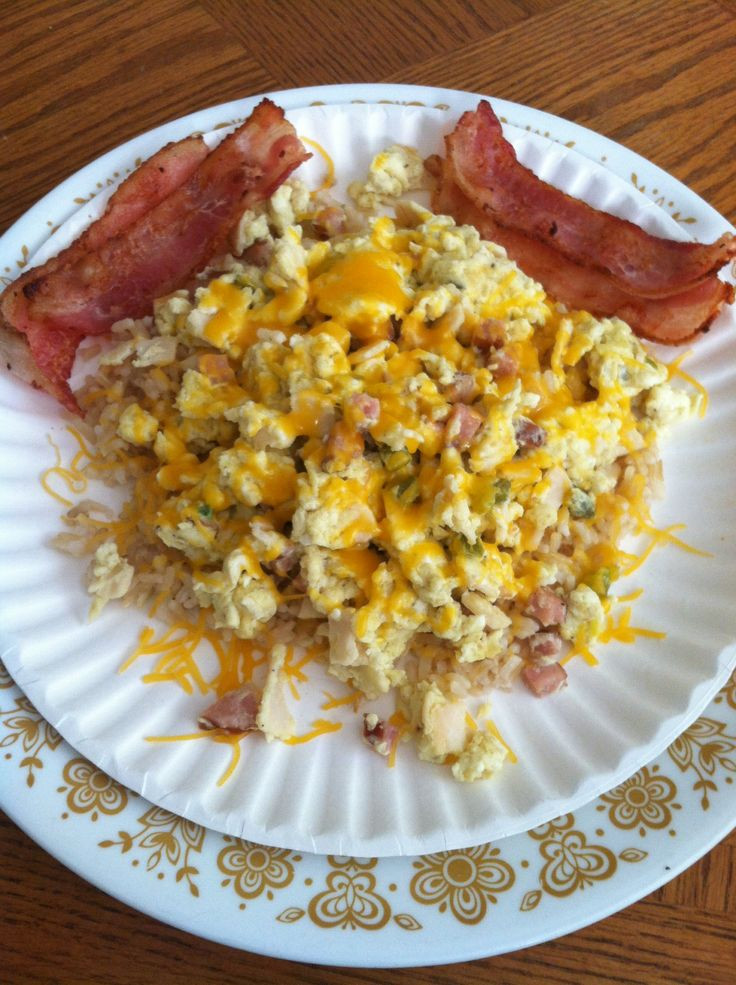 Low Fat Chicken And Rice Recipes
 Egg White Scramble over brown rice with bacon low fat