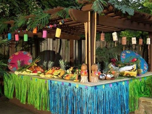 Luau Beach Party Ideas
 Decorated table for backyard luau Can be used for bar or