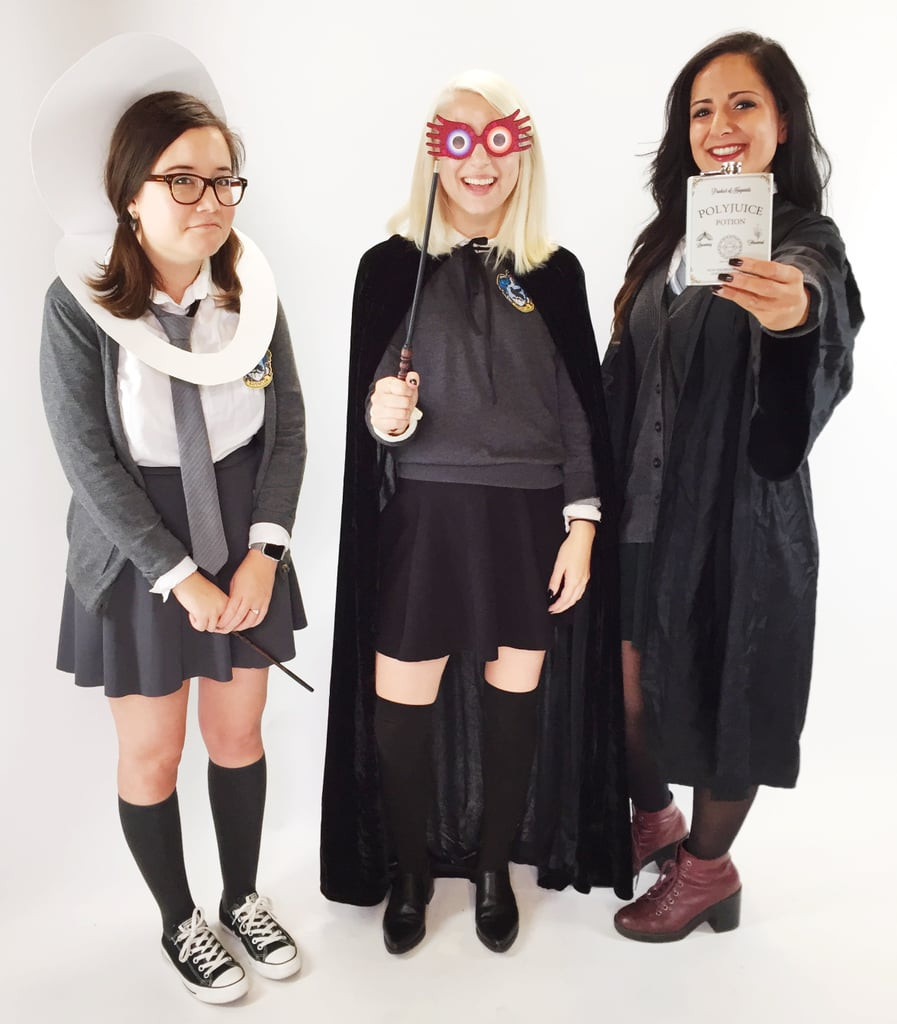 Luna Lovegood Costume DIY
 Moaning Myrtle Luna Lovegood and Hermione as Bellatrix