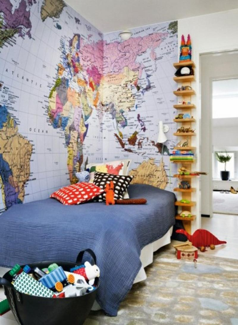 Map For Kids Room
 15 Boys Bedrooms with Map Walls Rilane