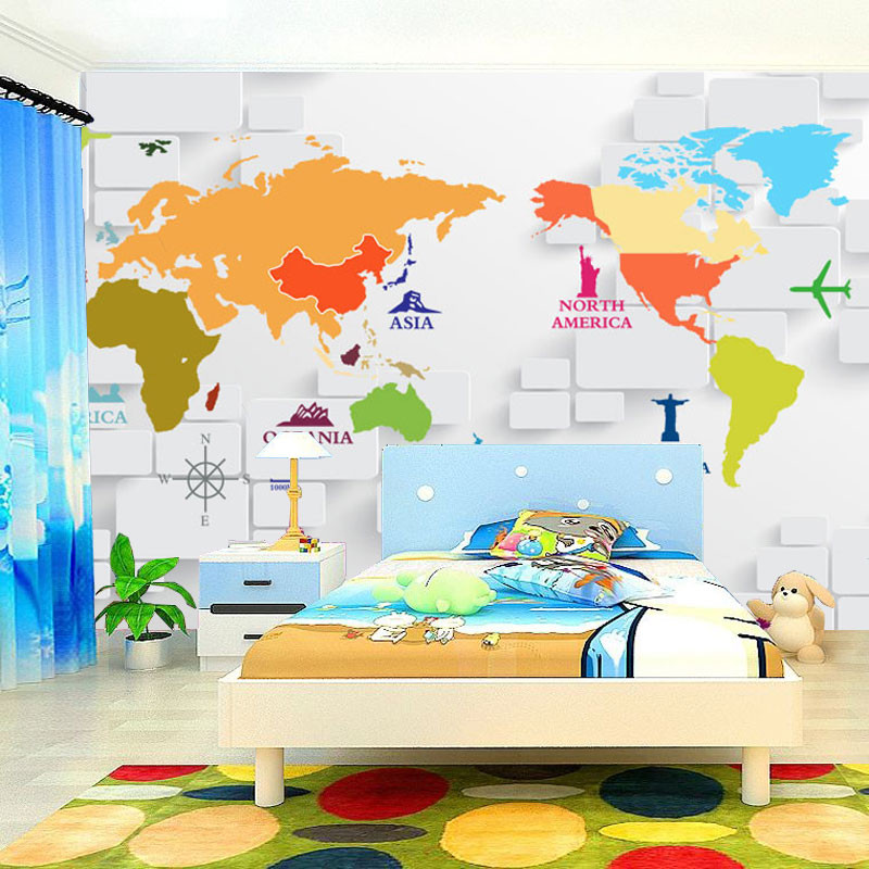 Map For Kids Room
 Custom 3D Wallpaper 3D Stereoscopic World Map