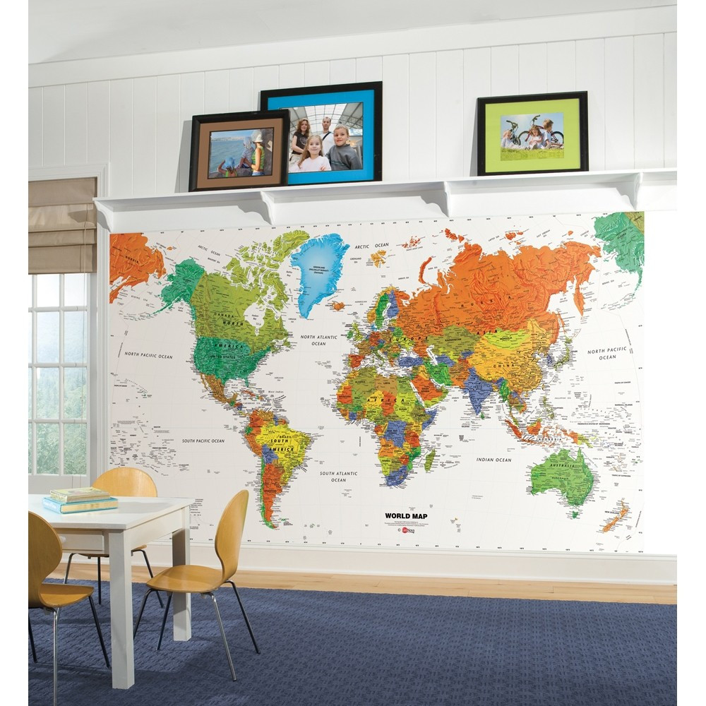 Map For Kids Room
 New World Map Prepasted Wallpaper Mural Kids Room Decor