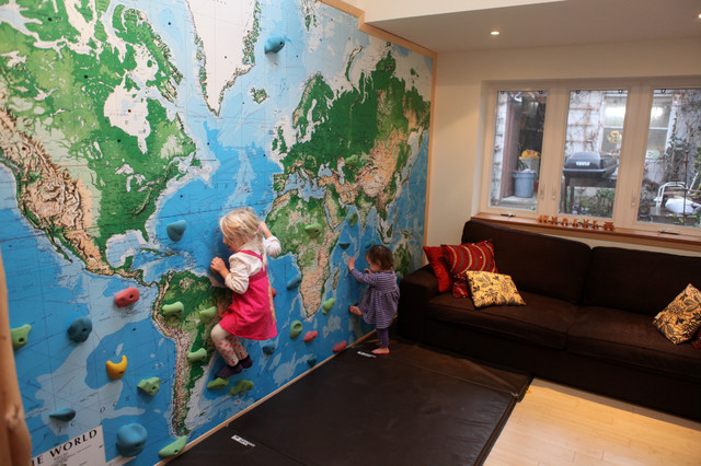 Map For Kids Room
 Climbing wall world map mural Eclectic Kids