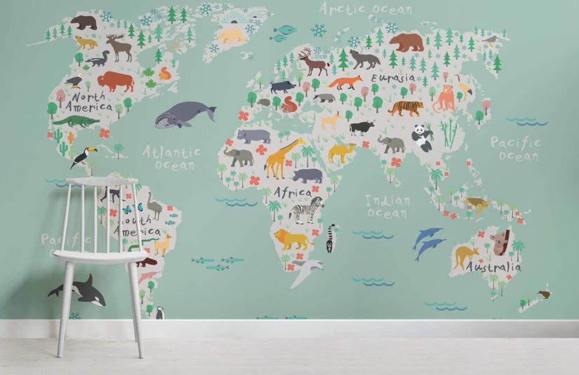 Map For Kids Room
 Safari Kids Map Mural Wallpaper