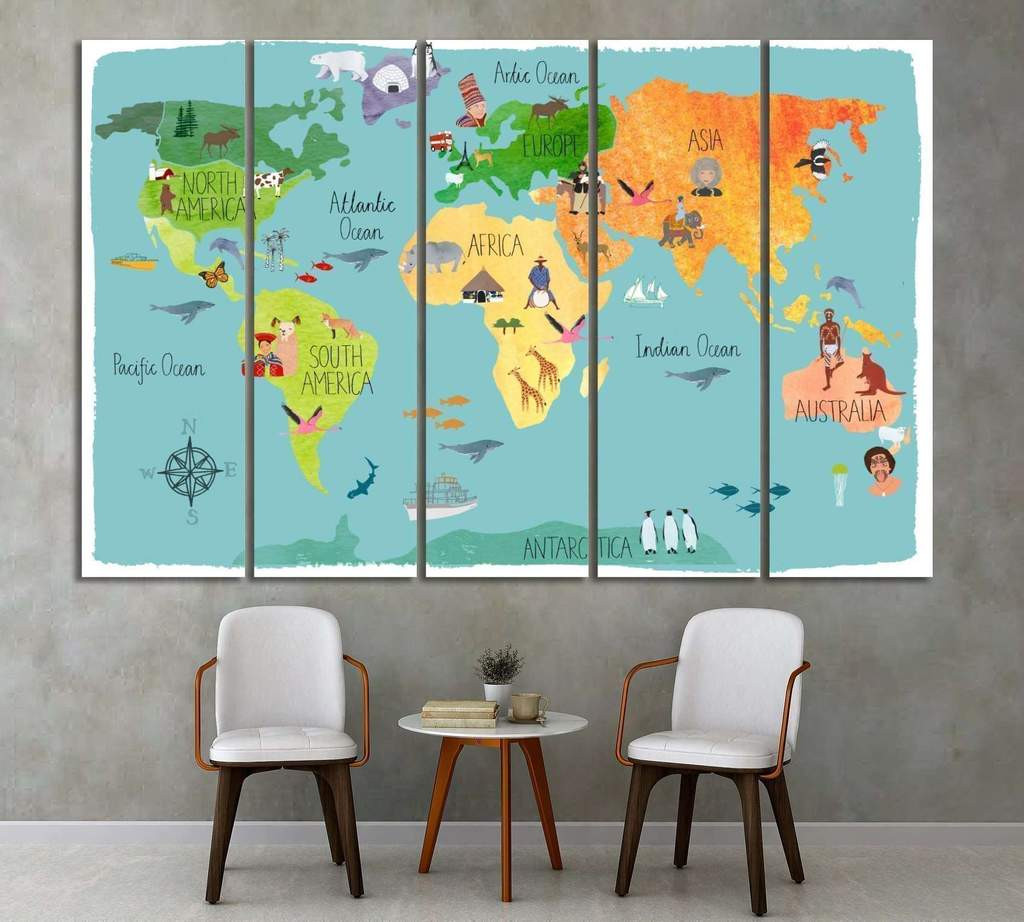 Map For Kids Room
 World map for kids room decor№33 Ready to Hang Canvas