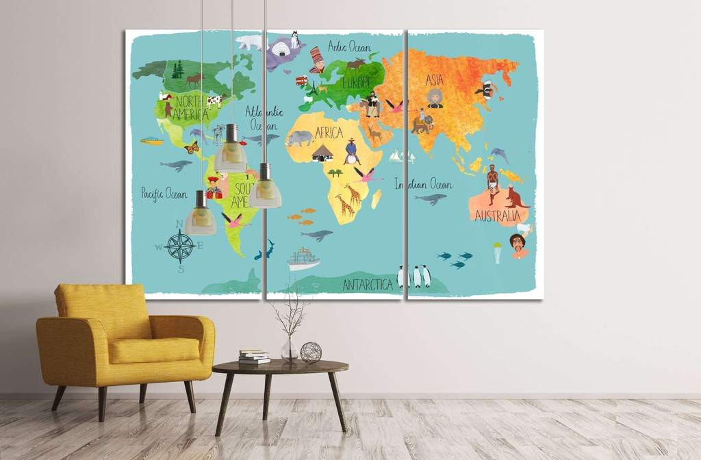 Map For Kids Room
 World map for kids room decor№33 Ready to Hang Canvas