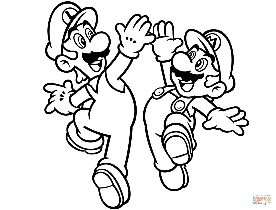 Mario Printable Coloring Pages
 Luigi and Mario coloring page