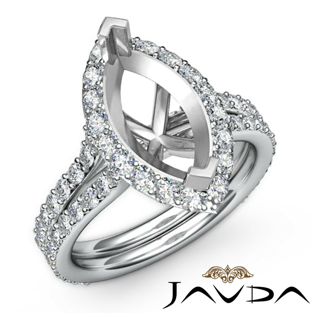 Marquise Diamond Engagement Ring
 Halo Setting Diamond Engagement Ring Marquise Semi Mount