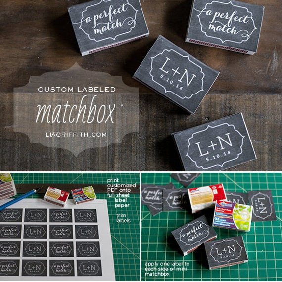 Matchbox Wedding Favors
 Printable Matchbox Labels for Wedding Favors by LiaGriffith