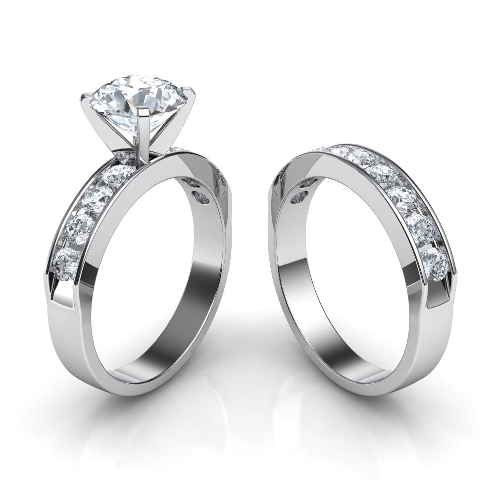 Matching Wedding Ring Sets
 Channel Set Engagement Ring & Matching Wedding Band Bridal