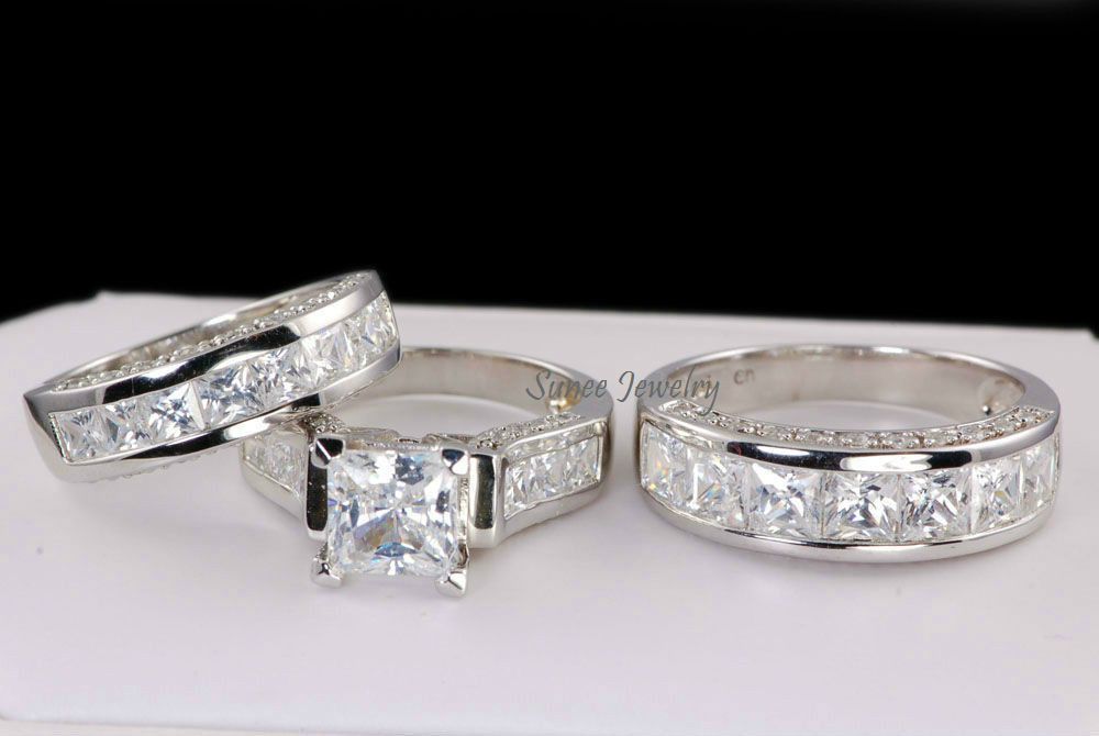 Matching Wedding Ring Sets
 HIS & HERS Matching Engagement Wedding Bridal Ring Set 925