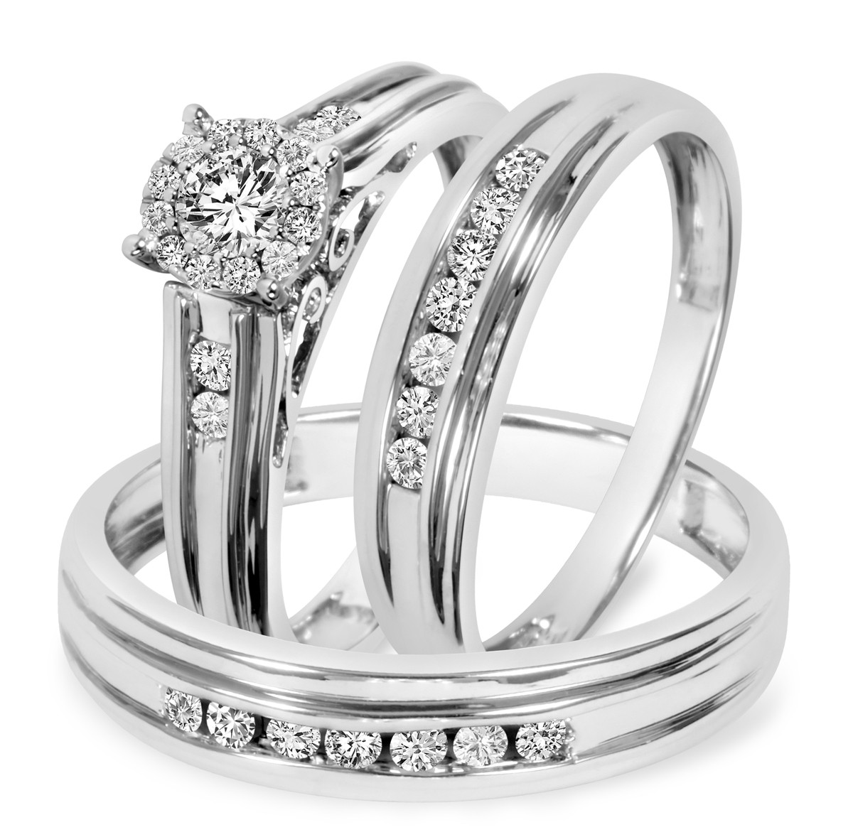 Matching Wedding Ring Sets
 3 4 Carat T W Diamond Trio Matching Wedding Ring Set 10K