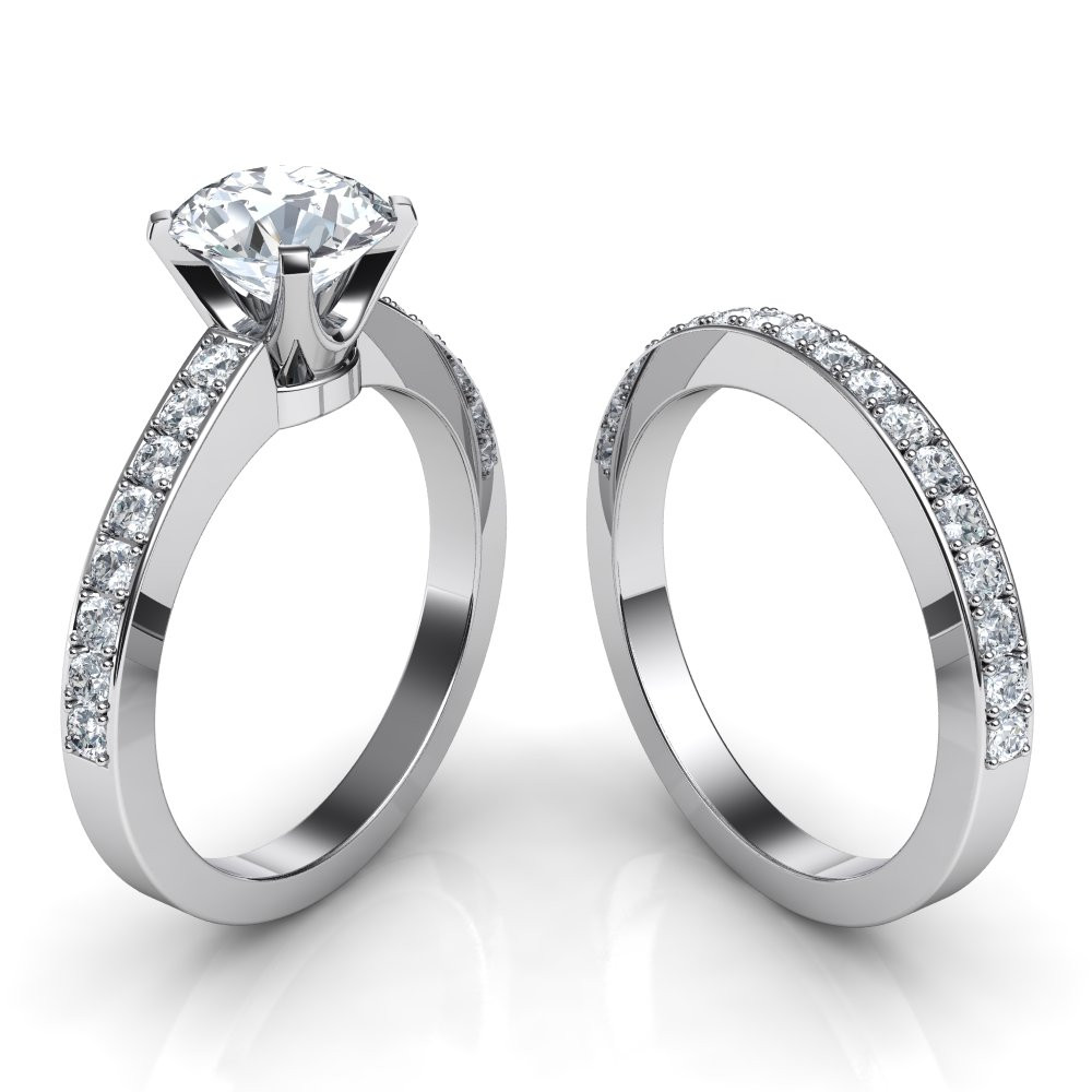 Matching Wedding Ring Sets
 Novo Round Brilliant Diamond Engagement Ring & Matching