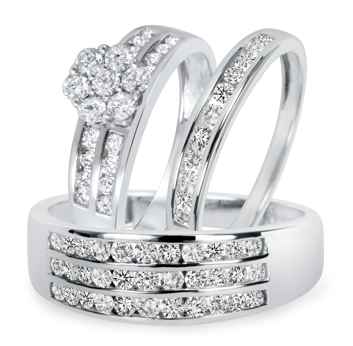 Matching Wedding Ring Sets
 1 1 2 CT T W Diamond Trio Matching Wedding Ring Set 14K