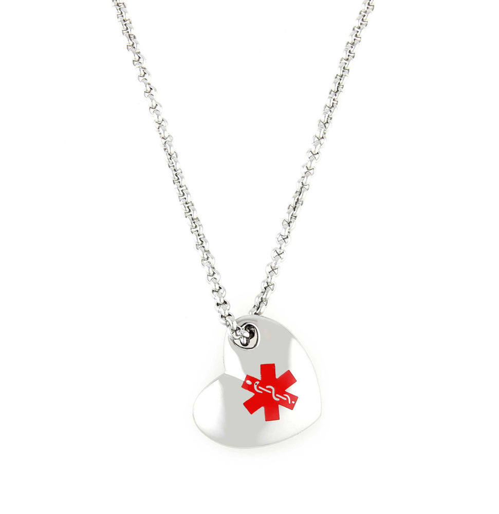 Medical Alert Necklaces
 Medical Alert ID Stainless Heart Pendant Necklace