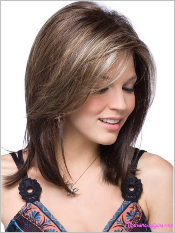 Medium Hairstyle Side Swept Bangs
 Medium length haircuts with side swept bangs and layers