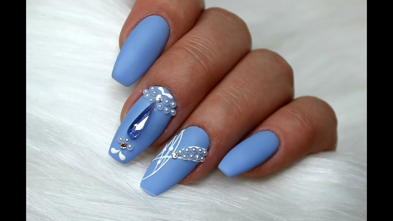 Medium Nail Designs
 Pastel Nails Medium Blue