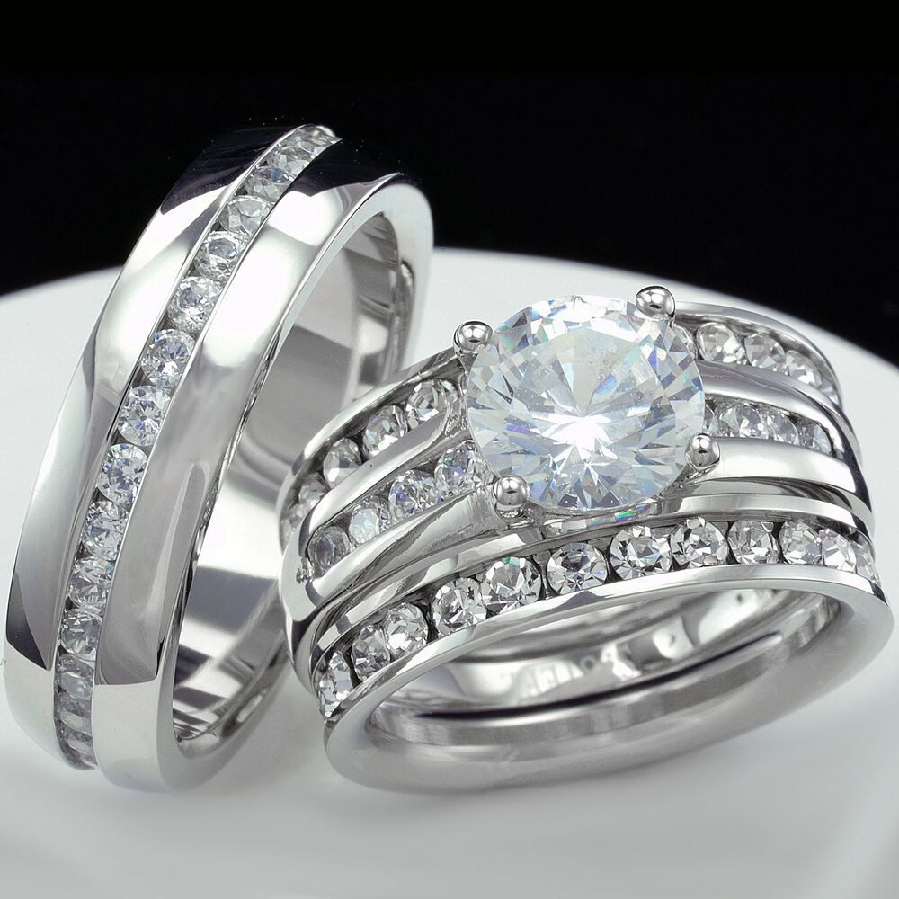 Men And Women Wedding Ring Sets
 Women Engagement Wedding Ring Set and Men Wedding Bridal