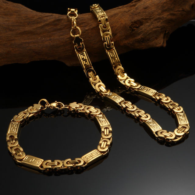 Men Gold Necklace
 Top Mens 18k Yellow Gold Filled Bracelet Necklace Chain