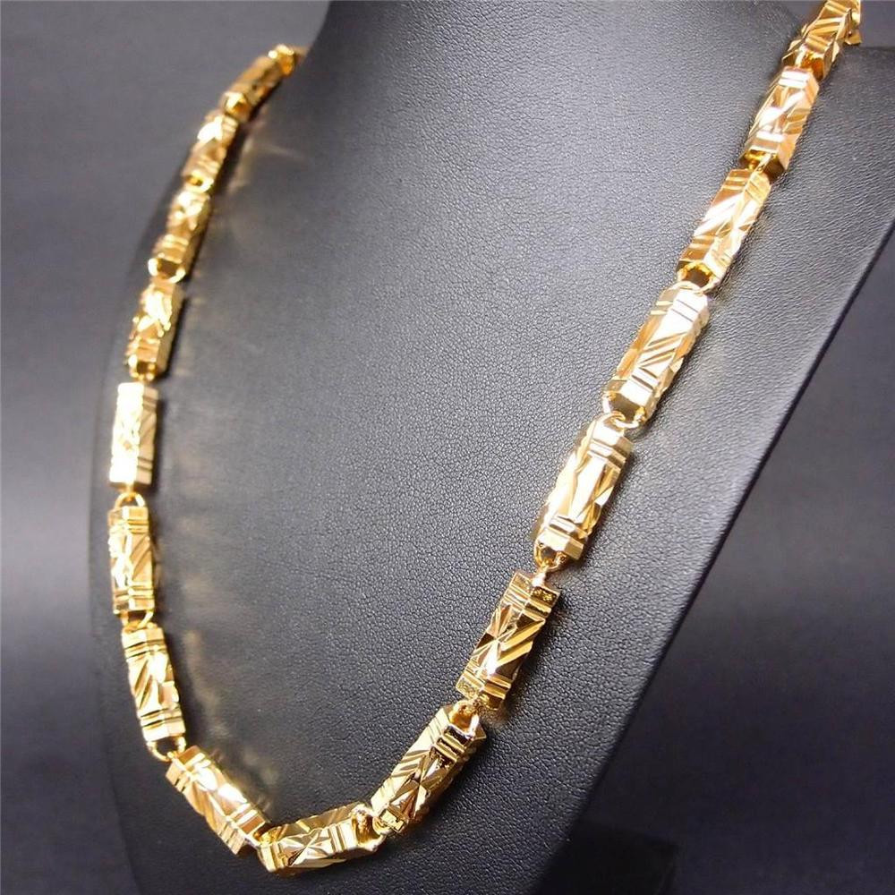 Men Gold Necklace
 8MM 24K Yellow Gold Filled 23 6" Men s Jewelry Heavy Huge