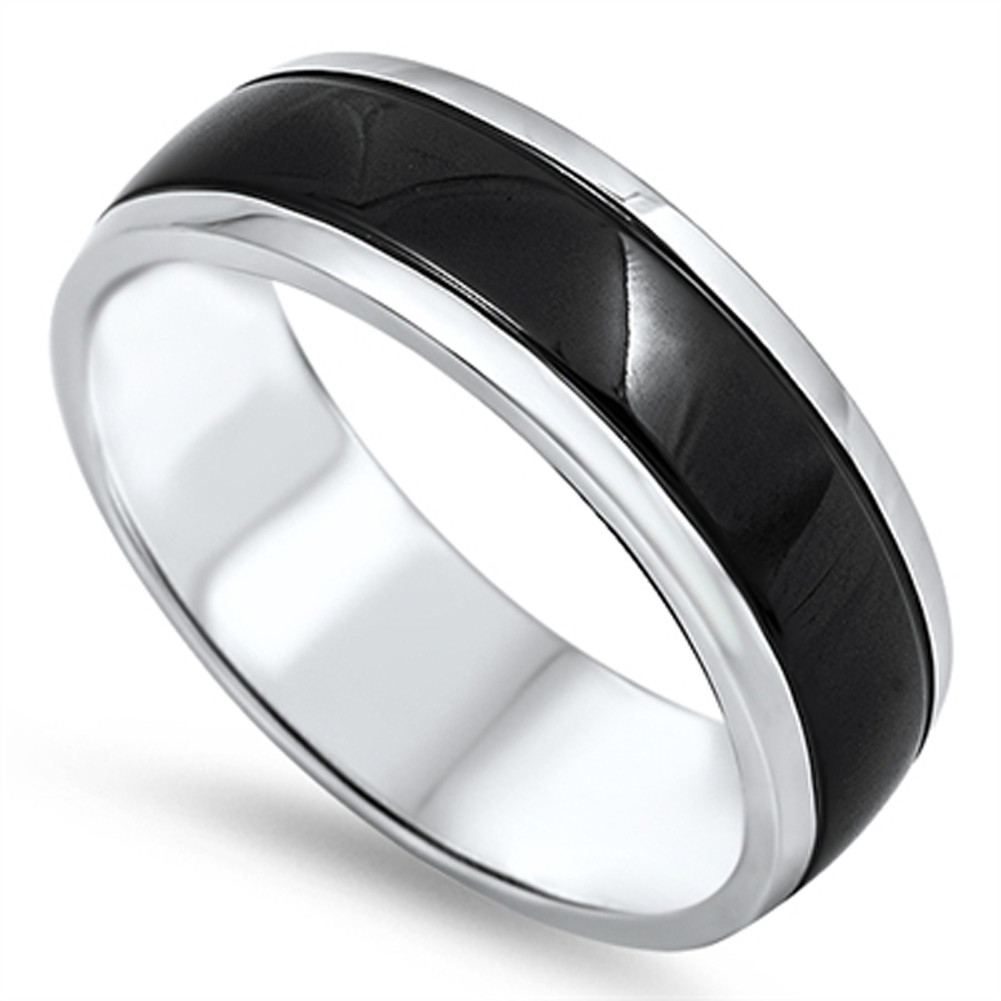 Men' Wedding Rings
 Men s Wedding Ring Black Stripe New 316L Stainless Steel