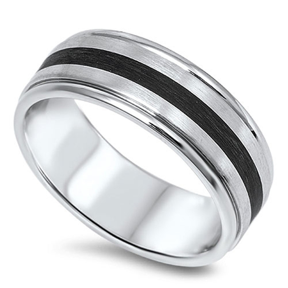 Men' Wedding Rings
 Men s Wedding Ring New 316L Stainless Steel Black Stripe