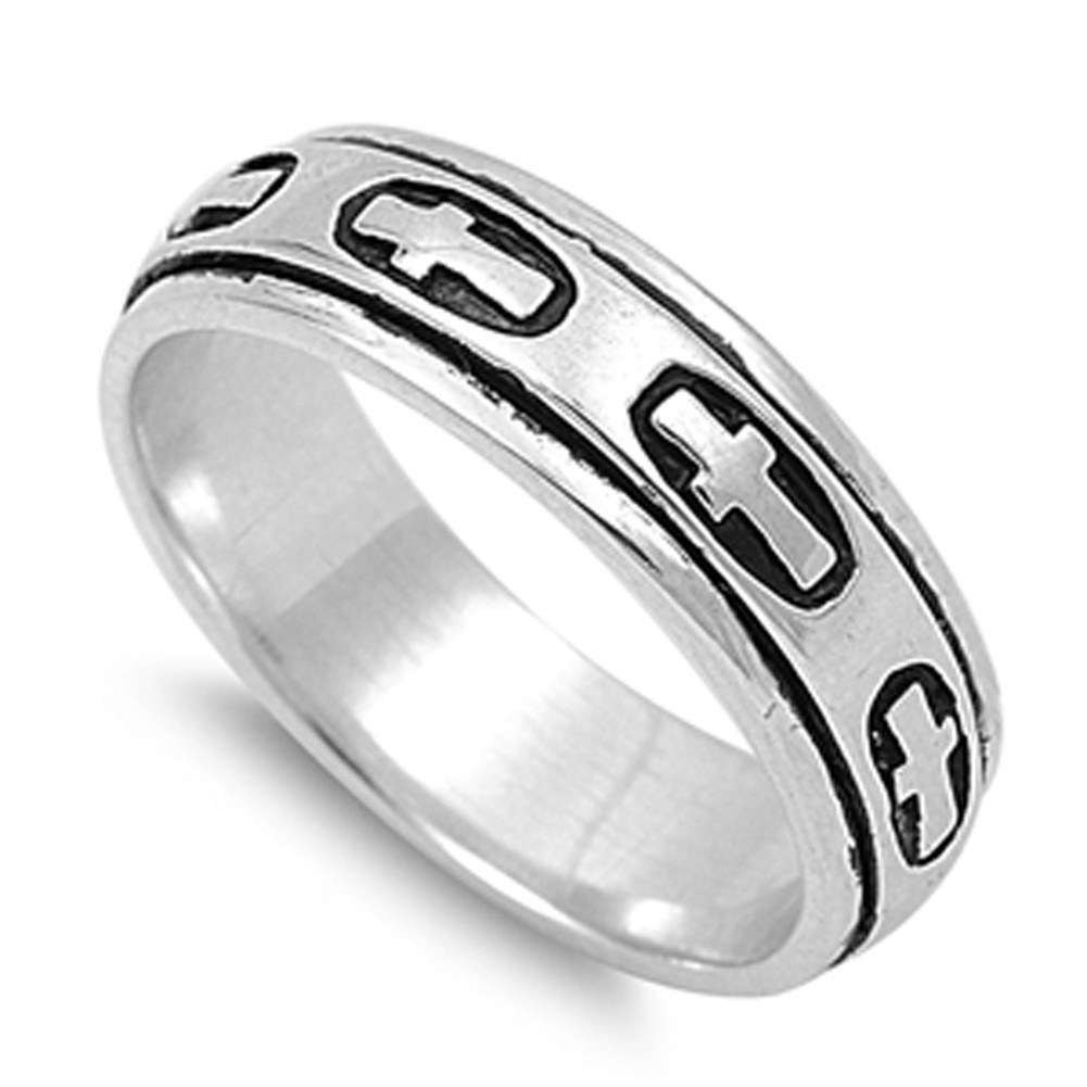 Men's Religious Bracelets
 Men s Christian Spinner Cross Ring New 925 Sterling