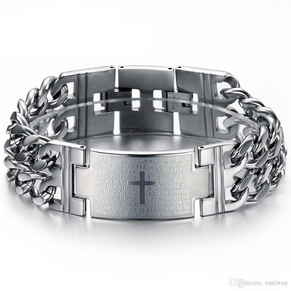 Men's Religious Bracelets
 2018 Heavy Metal Men S Religious Bible In Spanish Cross