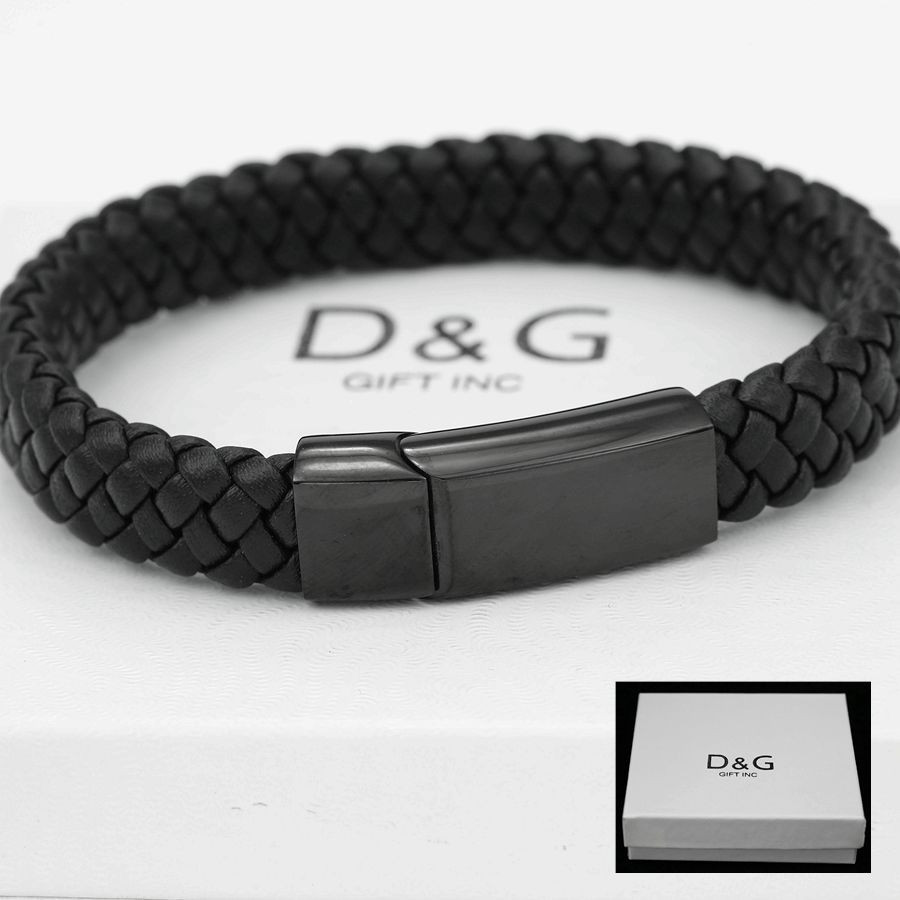 Men's Religious Bracelets
 DG Men s Stainless Steel 8 5" Black Braided Leather