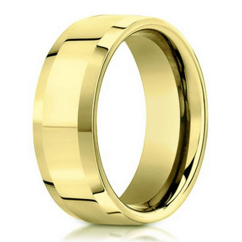 Mens Designer Wedding Rings
 6mm 18k Yellow Gold Beveled Edge Designer Men s Wedding