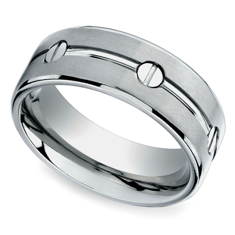 Mens Designer Wedding Rings
 Screw Design Men s Wedding Ring in Titanium