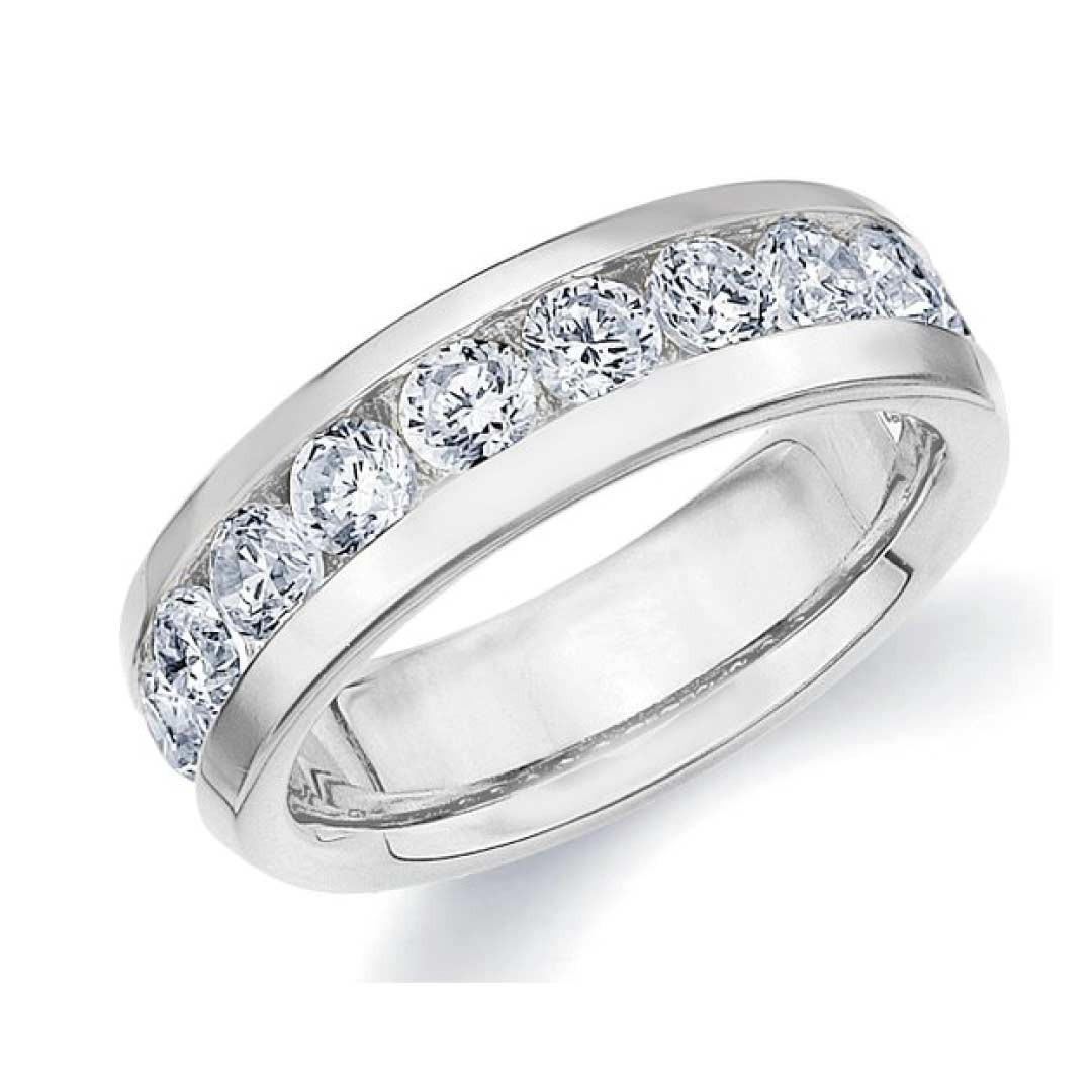 Mens Diamond Band Wedding Ring
 18K White Gold Men s Diamond Eterinty Ring 1 5 cttw F G