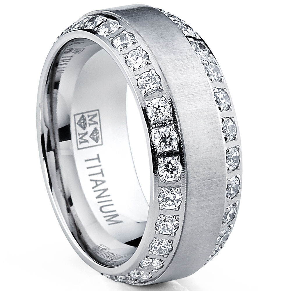 Mens Diamond Band Wedding Ring
 MENS OR WOMENS eternity TITANIUM LCS DIAMOND WEDDING BAND