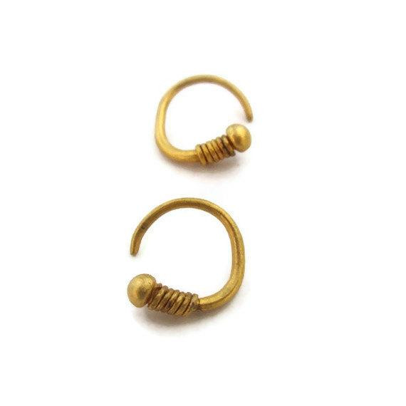 Mens Gold Hoop Earrings
 Mens Earring Solid 14K Gold Hoop Earring Small by SHERIBERYL