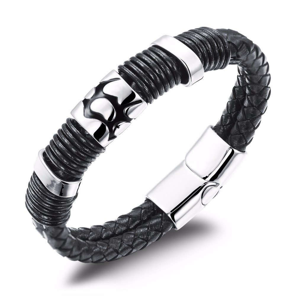 Mens Leather Bracelets Designer
 Aliexpress Buy Double Layers Black Genuine Leather