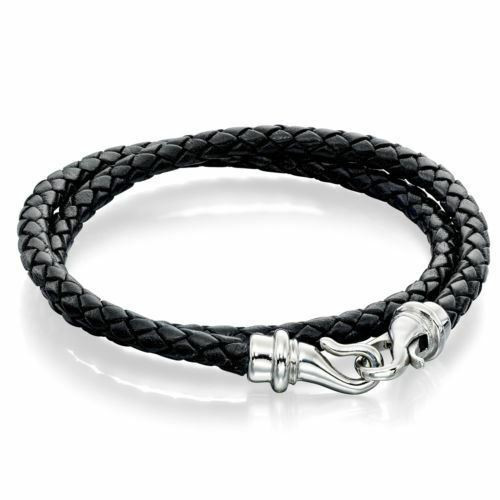 Mens Leather Bracelets Designer
 Fred Bennett Leather Wrap Bracelet Black Stainless Steel