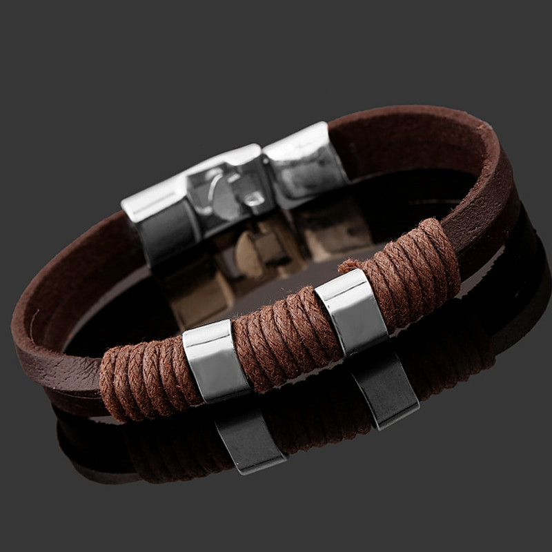 Mens Leather Bracelets Designer
 2017 Brown Black Leather Bracelet Men Jewelry Pulseras
