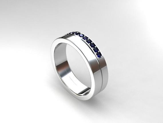 Mens Sapphire Wedding Rings
 Blue sapphire ring mens wedding band by TorkkeliJewellery