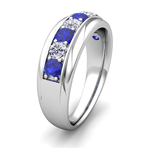 Mens Sapphire Wedding Rings
 My Love Diamond and Sapphire Mens Wedding Band Ring in 14k