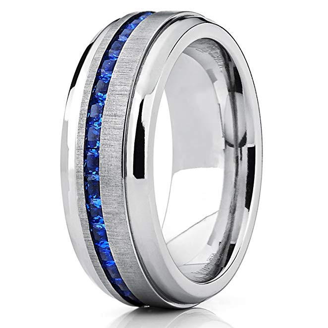 Mens Sapphire Wedding Rings
 Men s Eternity Titanium Wedding Band Engagement Ring W