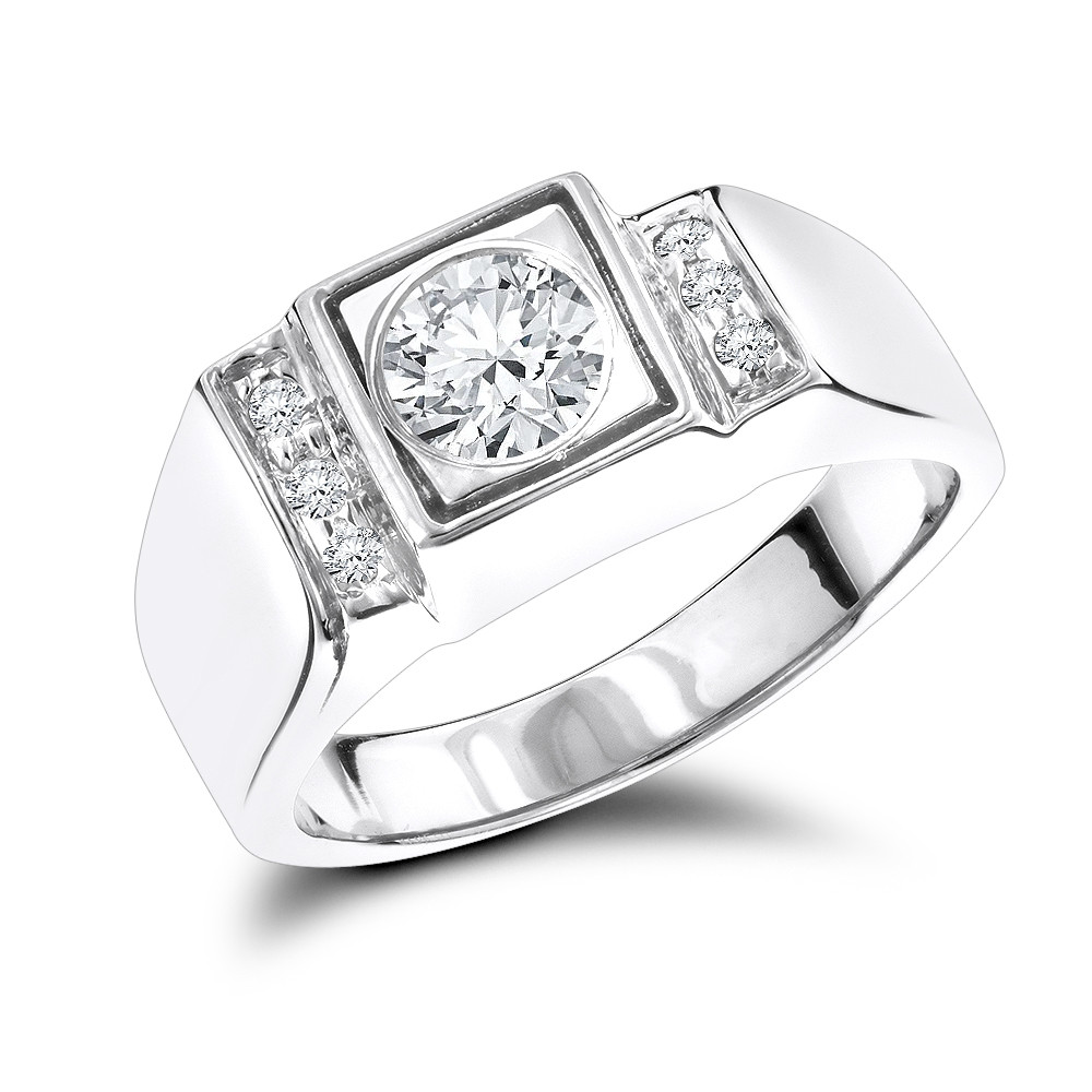 Mens Solitaire Diamond Rings
 18K Gold e Carat Mens Diamond Engagement Ring Solitaire