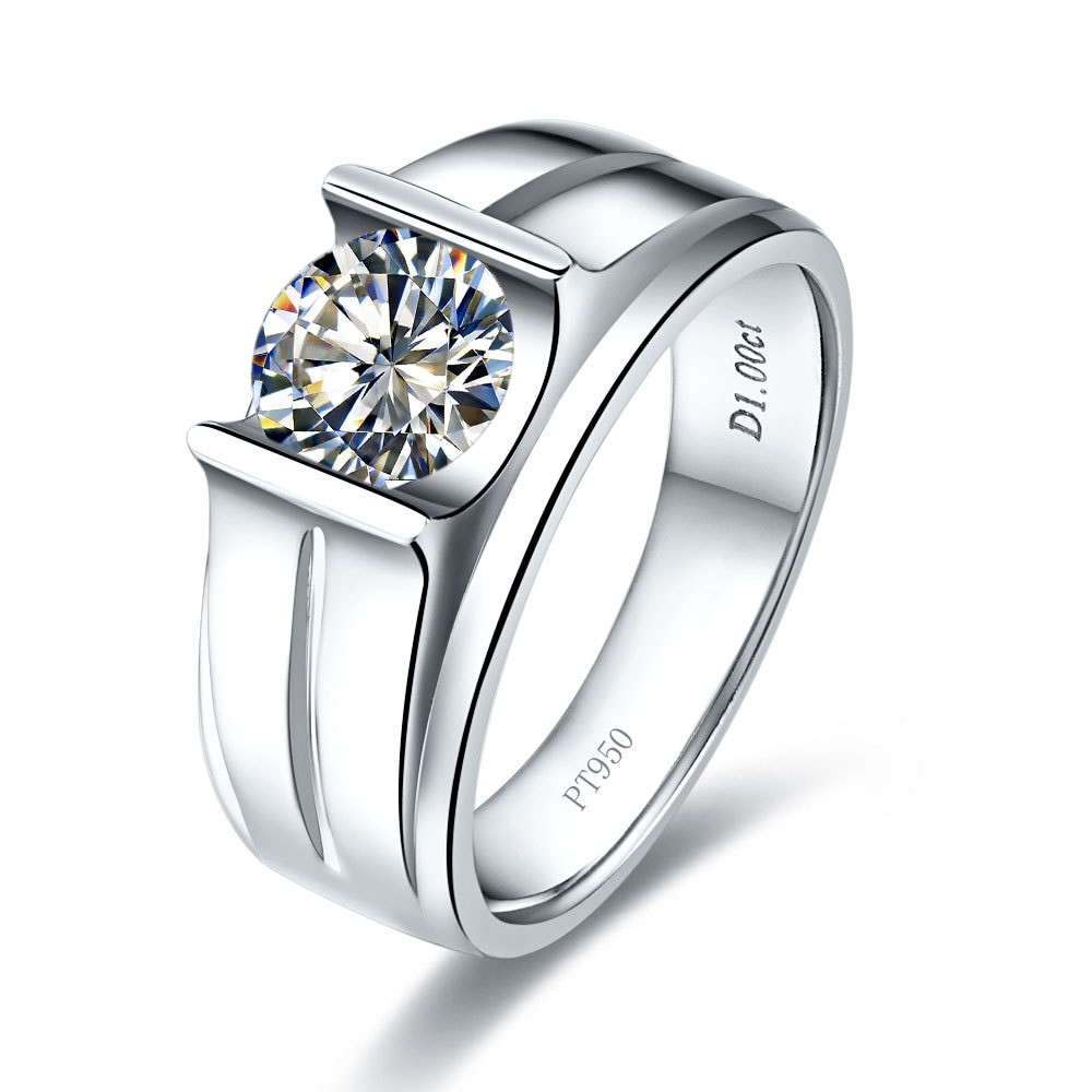 Mens Solitaire Diamond Rings
 Generous Bridegoom Jewelry Gold 14K Man Ring 1CT Solitaire