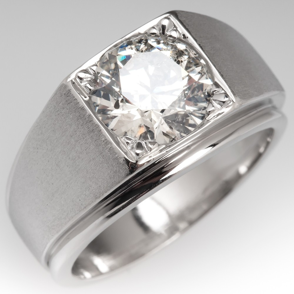 Mens Solitaire Diamond Rings
 Bold Vintage Mens 2 8 Carat Diamond Ring Platinum