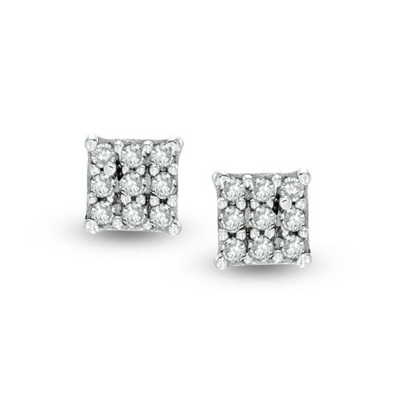 Mens Square Earrings
 Men s Diamond Accent Square Cluster Stud Earrings in 10K