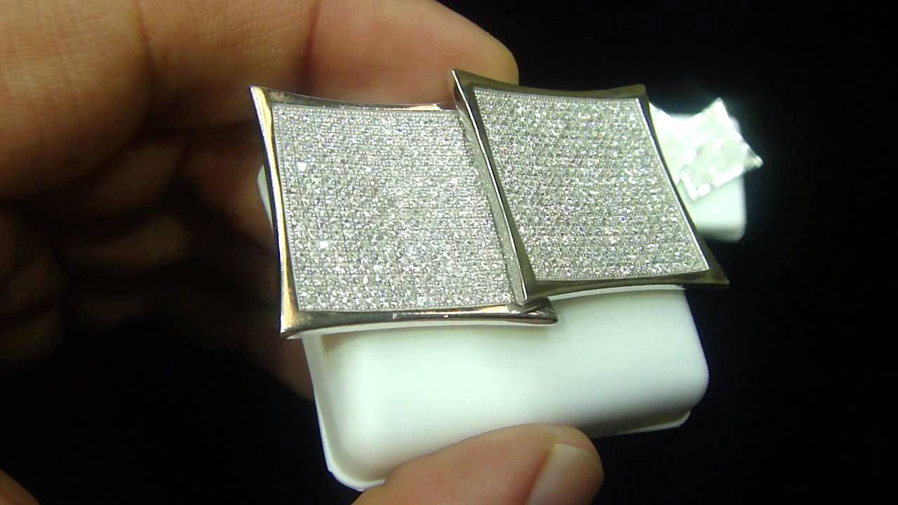 Mens Square Earrings
 Big Square Diamond Earrings For Men