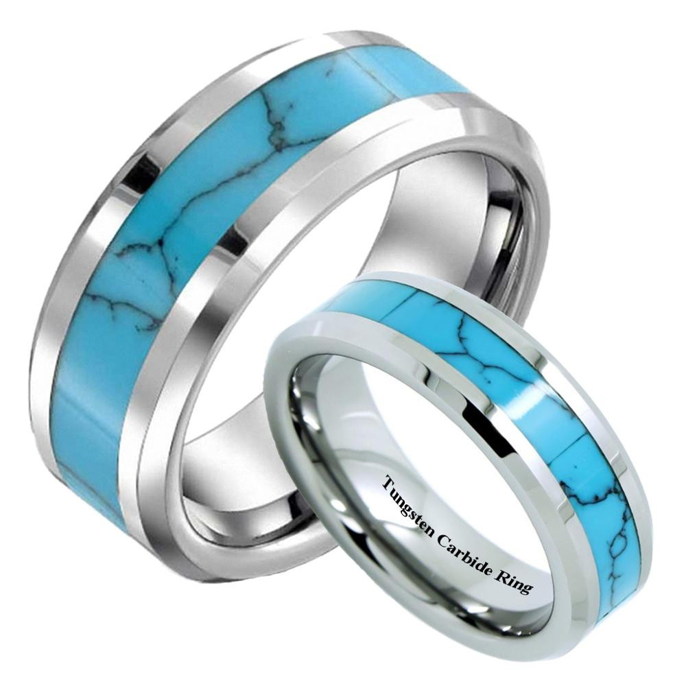 Mens Turquoise Wedding Band
 Queenwish 8mm Mens Womens Fashion Tungsten Ring With