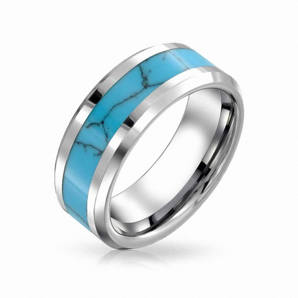 Mens Turquoise Wedding Band
 Aliexpress Buy 8mm Mens Womens Tungsten Blue
