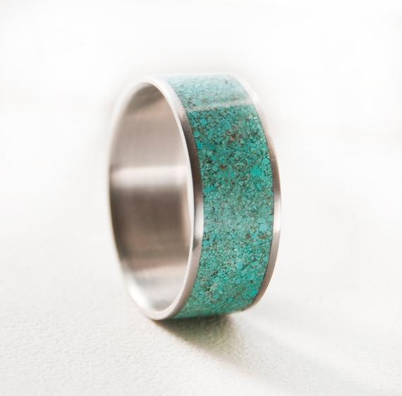Mens Turquoise Wedding Band
 Mens Wedding Band Turquoise Ring by StagHeadDesigns on Etsy