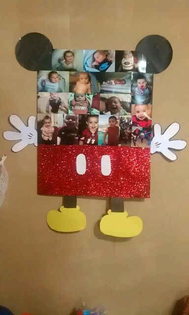 Mickey Mouse Birthday Decorations DIY
 Finished w mickey mouse lil mans picture frame Diy