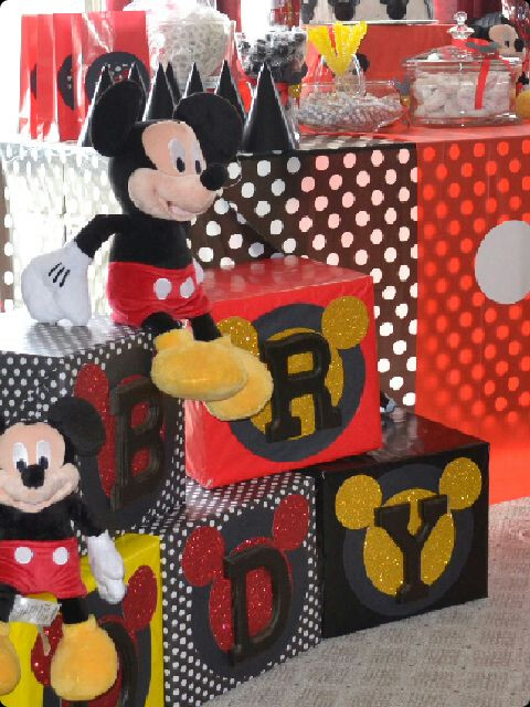 Mickey Mouse Birthday Decorations DIY
 Mickey Mouse Birthday Party BUILDING BLOCKS DIY Ideas in